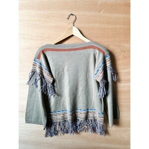 Vintage Tarrri Womens Knit Sweater Geometric Fringe Boho Pullover
